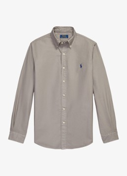 Ralph Lauren Heren Custom fit overhemd met logoborduring in de kleur Perfect Grey / Grijs