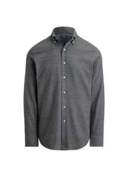 Ralph Lauren Heren Custom fit overhemd met ruitdessin en logoborduring in de kleur Grey Heather / Grijs