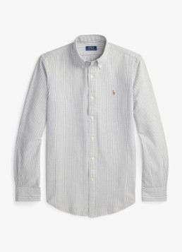 Ralph Lauren Heren Custom fit overhemd met streepprint in de kleur Shamrock White / Wit