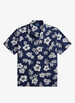 Ralph Lauren Heren Classic fit overhemd met bloemenprint en structuur in de kleur Jaguar Tropical / Donkerblauw