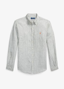 Ralph Lauren Heren Regular fit overhemd van linnen met streepprint in de kleur 5137H Garden Trial White-ZYEN