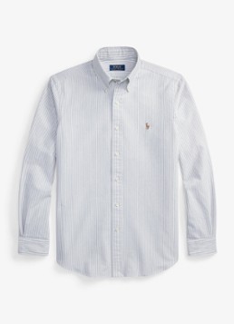 Ralph Lauren Heren Oxfort slim fit overhemd met streepprint in de kleur Navy White / Blauw