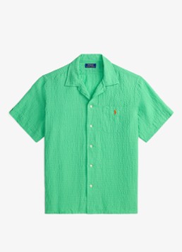 Ralph Lauren Heren Regular fit overhemd in linnenblend met borstzak en logoborduring in de kleur Plato Green-2ZB8