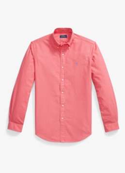 Ralph Lauren Heren Custom fit overhemd met logoborduring in de kleur Pale Red