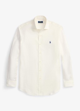 Ralph Lauren Heren Custom fit overhemd in linnenblend met logo in de kleur White / Wit