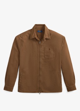 Ralph Lauren Heren Relaxed Oxford overshirt met ritssluiting in de kleur Chestnut / Lichtbruin