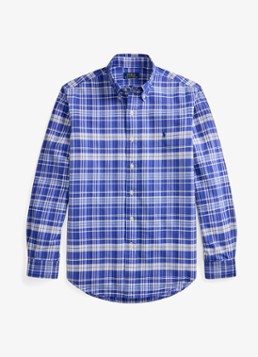 Ralph Lauren Heren Oxford custom fit overhemd met ruitdessin in de kleur Blue White Multi / Blauw