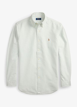 Ralph Lauren Heren Custom fit overhemd met streepprint in de kleur 6636R Faded Mint White-ZXSA