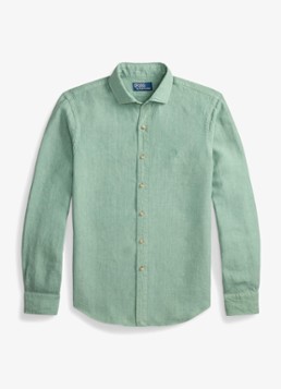 Ralph Lauren Heren Custom fit overhemd van linnen in de kleur Faded Mint-31R6