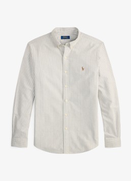 Ralph Lauren Heren Custom fit Oxford overhemd met streepprint in de kleur Nutmeg Brown White / Bruin