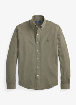 Ralph Lauren Heren Regular fit overhemd van piqué katoen in de kleur Vintage Khaki C8888-ZY59