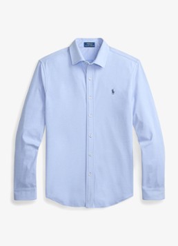 Ralph Lauren Heren Slim fit overhemd met logo in de kleur Summer Blue/White-3ZM5