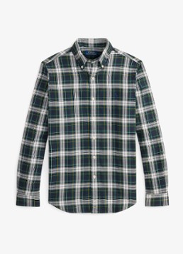 Ralph Lauren Heren Oxford custom fit overhemd met ruitdessin in de kleur Cream Navy Multi / Donkerblauw
