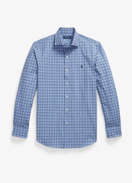 Ralph Lauren Heren Custom fit overhemd met ruitdessin en logoborduring in de kleur Blue Multi / Blauw