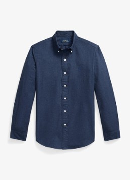 Ralph Lauren Heren Custom fit gemêleerd Oxford overhemd in de kleur Denim