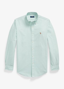 Ralph Lauren Heren Custom fit Oxford overhemd met streepprint in de kleur Scarab Green White / Groen