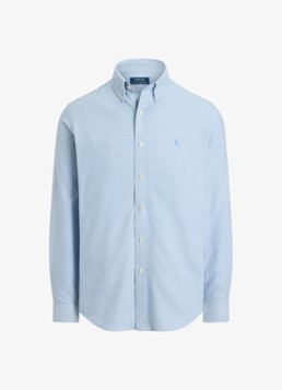 Ralph Lauren Heren Custom fit keper performance overhemd in de kleur Lichtblauw