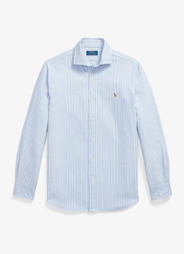 Ralph Lauren Heren Oxford custom fit overhemd met streepprint in de kleur Blue/White / Blauw