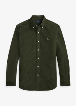 Ralph Lauren Heren Custom fit overhemd van corduroy in de kleur Company Olive W/Khaki / Olijfgroen