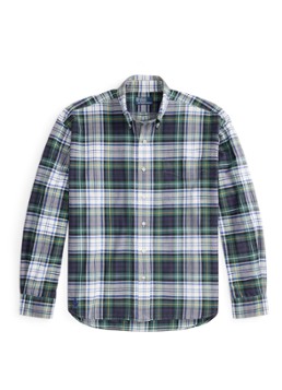 Ralph Lauren Heren Oxford relaxed fit overhemd met ruitdessin in de kleur White/Green Multi / Wit/Groen