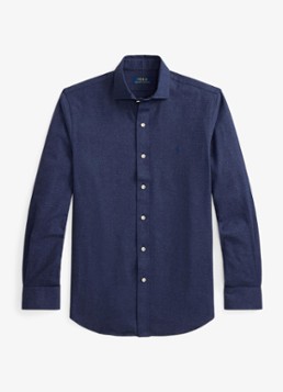 Ralph Lauren Heren Custom fit keper performance overhemd met logo in de kleur Spring Navy Heather / Donkerblauw
