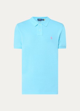 Ralph Lauren Heren Custom slim fit polo van piqué katoen met logoborduring in de kleur Turquoise Nova/C3664