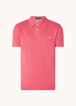 Ralph Lauren Heren Slim fit polo van piqué katoen in de kleur Carmel Pink/C7349