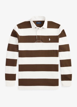 Ralph Lauren Heren Regular fit polo met logo en streepprint in de kleur Trphy Crm/Choclate Brwn / Bruin