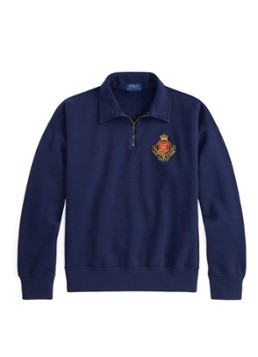 Ralph Lauren Heren Sweater met halve rits en logoborduring in de kleur Donkerblauw