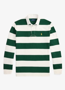 Ralph Lauren Heren Regular fit polo met logo en streepprint in de kleur Trphy Crm/Nw Forest / Groen
