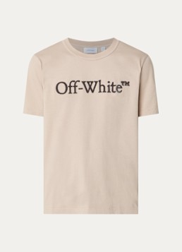 Off-White Heren T-shirt met logoprint in de kleur Beige, maat: S