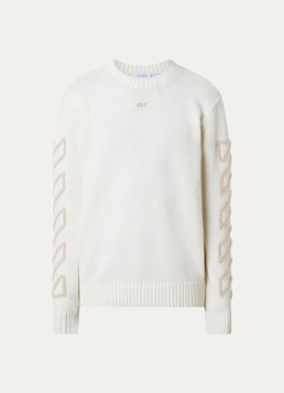 Off-White Heren Diag arrow fijngebreide trui in wolblend in de kleur Beige, maat: L