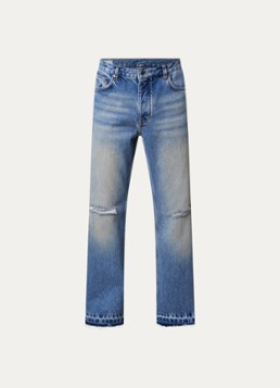Off-White Heren Half Arrow loose fit jeans met destroyed afwerking en backprint in de kleur Indigo, maat: 32