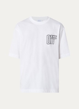 Off-White Heren Motion T-shirt met logo- en backprint in de kleur Wit, maat: S