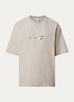 Off-White Heren Spices Arrow Skate T-shirt met logo- en backprint in de kleur Beige, maat: S