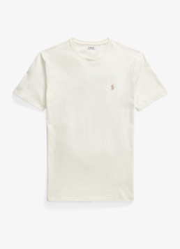Ralph Lauren Heren T-shirt met logoborduring in de kleur Parchment Cream/C8634-3ZOB