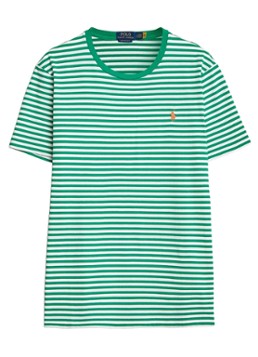 Ralph Lauren Heren T-shirt met streepprint en logoborduring in de kleur Billiard/White-3WOW