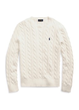 Ralph Lauren Heren Kabelgebreide trui met logoborduring in de kleur White / Wit