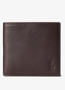 Ralph Lauren Heren Portemonne van leer met structuur in de kleur Bruin
