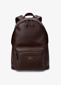 Ralph Lauren Heren Rugzak van leer met laptopvak in de kleur Donkerbruin