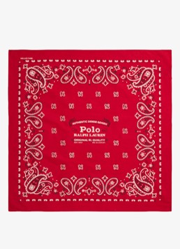 Ralph Lauren Heren Bandana met logoprint in de kleur Red/White / Rood