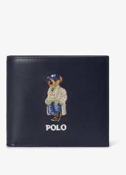 Ralph Lauren Heren Portemonnee van leer met logo in de kleur Donkerblauw