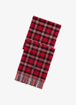 Ralph Lauren Heren Sjaal van wol met ruitdessin 175 x 30 cm in de kleur Red/Black / Rood