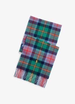 Ralph Lauren Heren Sjaal van wol met ruitdessin 175 x 30 cm in de kleur Ancient Blue / Blauw