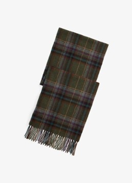 Ralph Lauren Heren Sjaal van wol met ruitdessin 175 x 30 cm in de kleur Olive / Olijfgroen