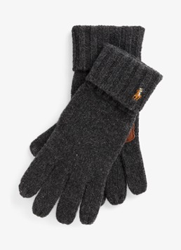 Ralph Lauren Heren Handschoenen van merinowol met touchscreen functie in de kleur Charcoal / Antraciet