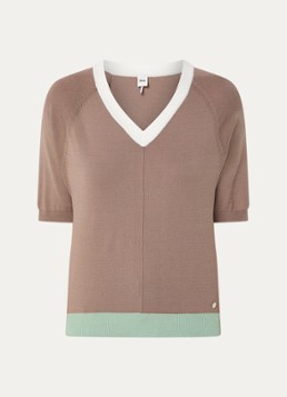 BRAX Dames Lesley fijngebreide top met V-hals in de kleur Taupe