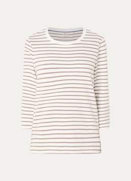 BRAX Dames Bonnie longsleeve met streepprint en structuur in de kleur Taupe