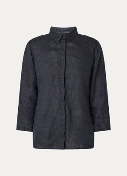 BRAX Dames Vicki blouse van linnen in de kleur Zwart