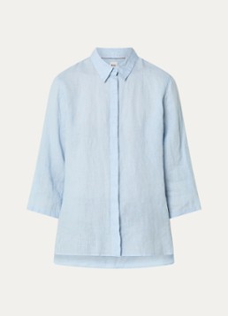 BRAX Dames Vicki blouse van linnen in de kleur Blauwgrijs